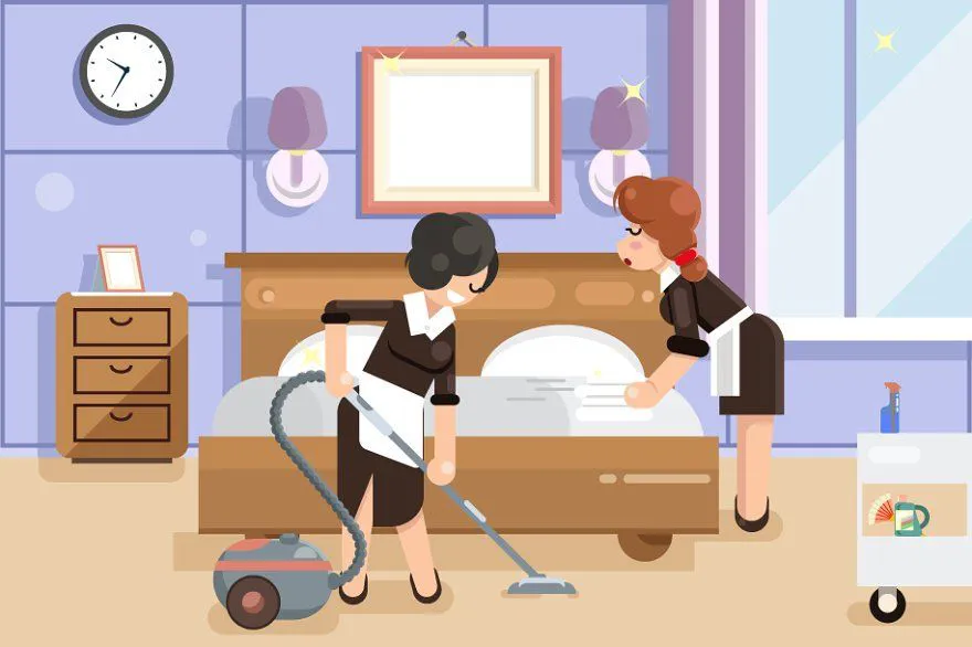 house keepers cleaning the room